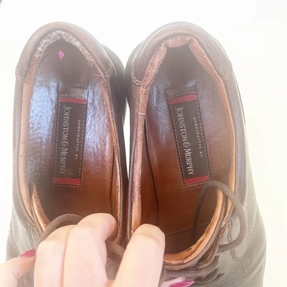 Johnston & Murphy SHULER Men Shoes Size 12 M Brown‎ Leather Lace Up